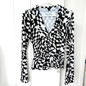 River Island Checkered Blouse Long Sleeve